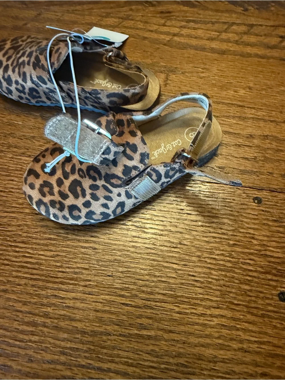 Cat & Jack Leopard Moccasins - Brown & Black sz 8 toddler adjustable straps